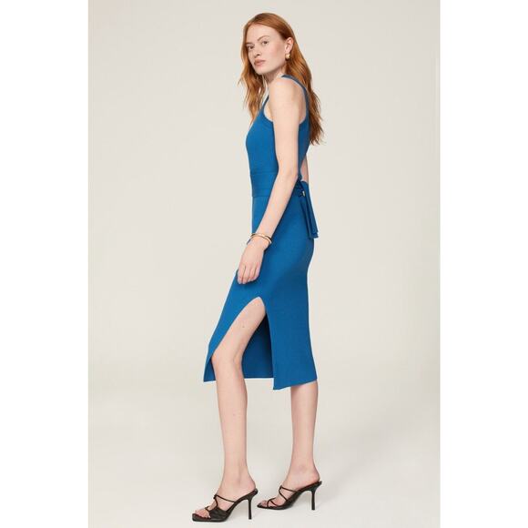 TOCCIN x RTR Knit Midi Dress Women’s XL Rib Knit Tie Waist Side Slit - Picture 2 of 15